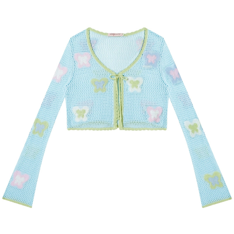 Schmetterling Hollow Gestrickte Cardigan-Oberteil