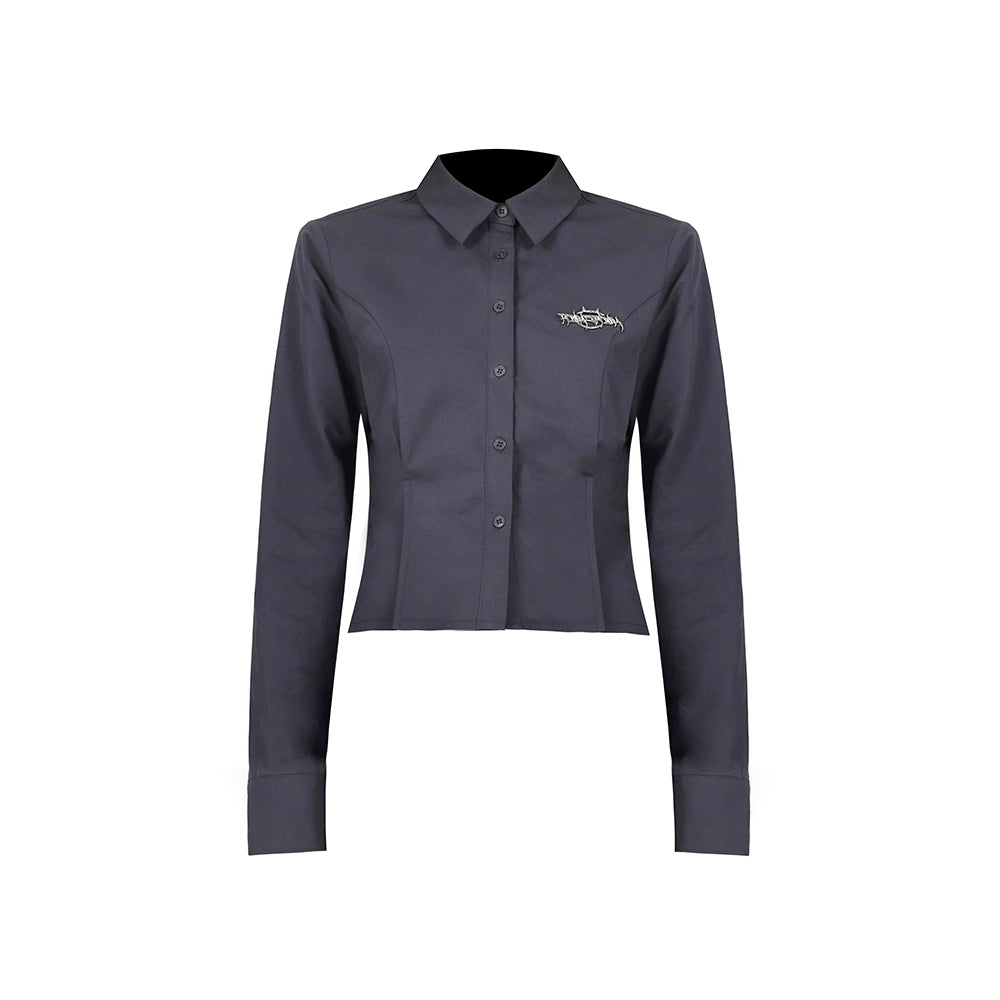 원래 구조의 긴팔 회색 셔츠