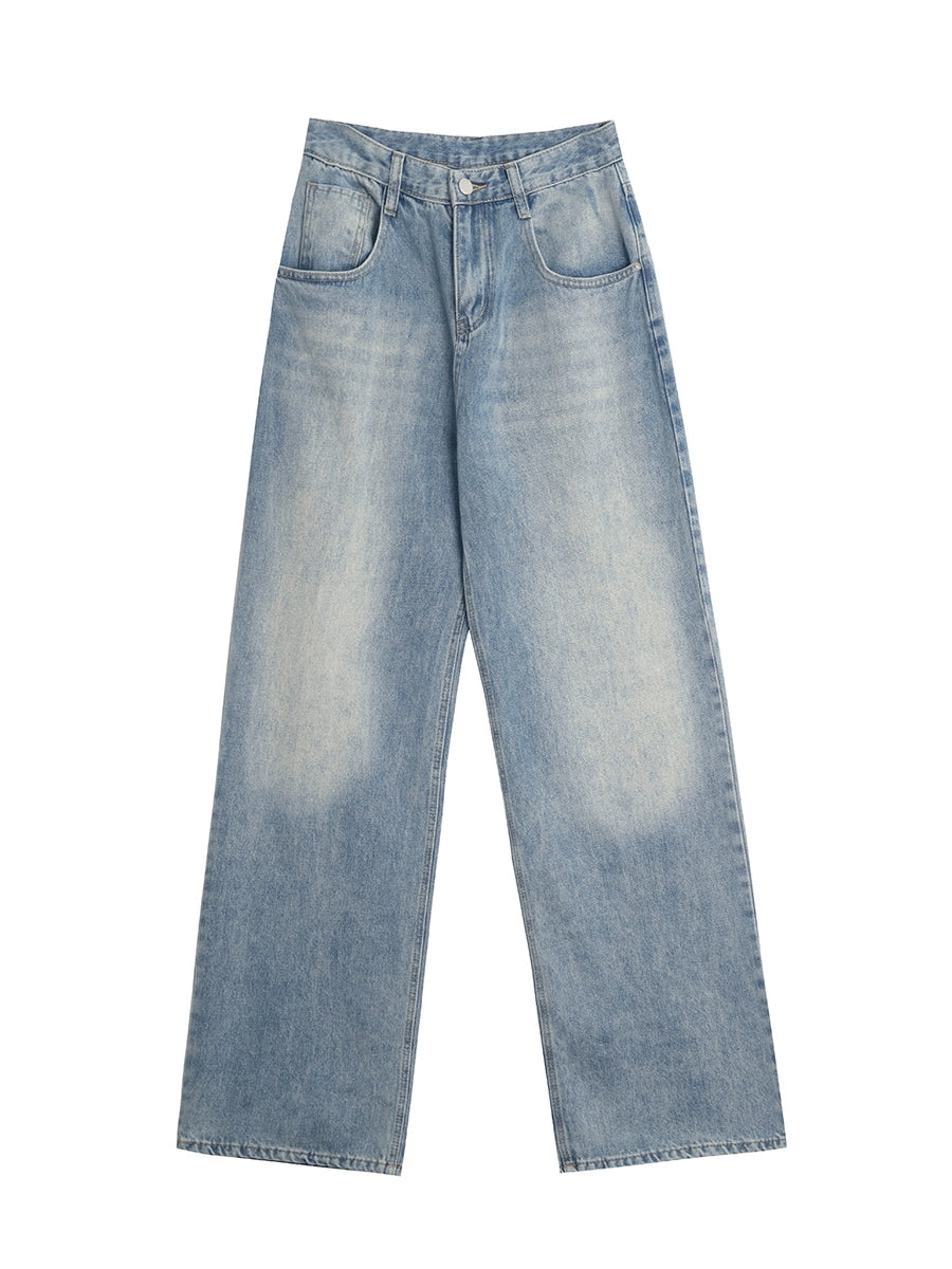 Blue Vintage Designer Drape Wide-Leg Pants