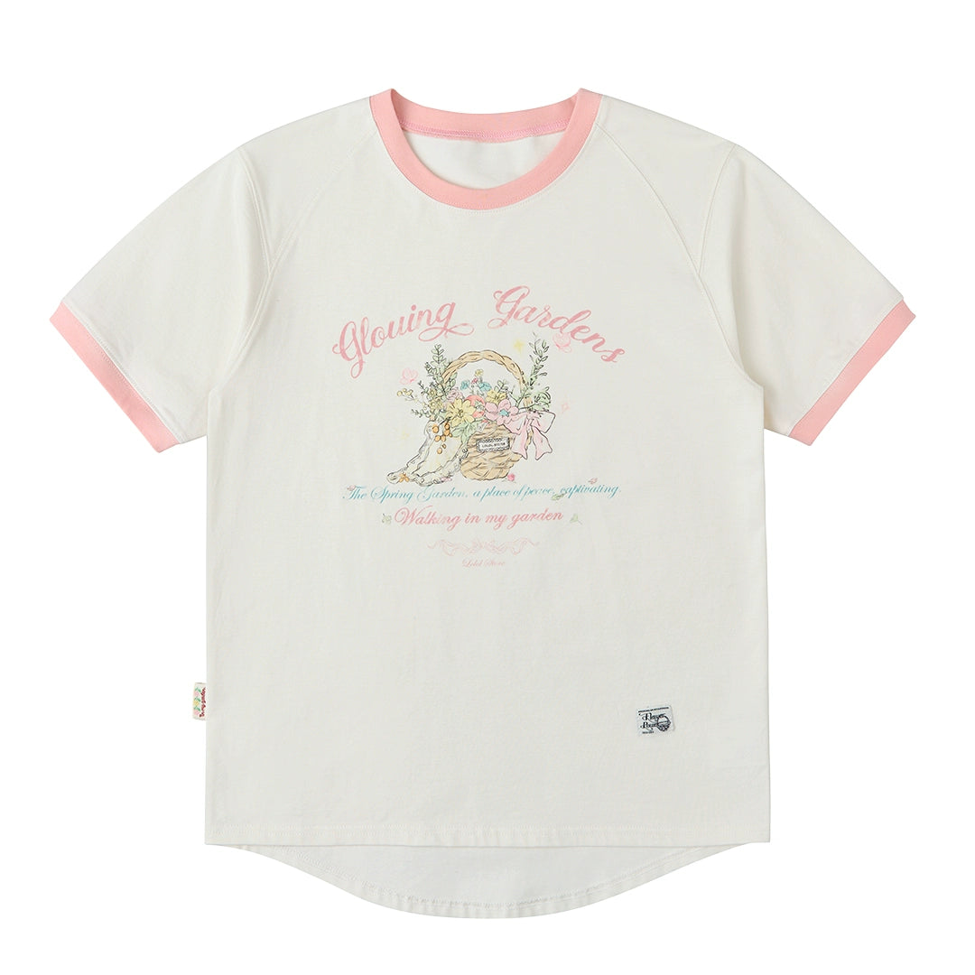 White Contrast Monogram Print T-Shirt