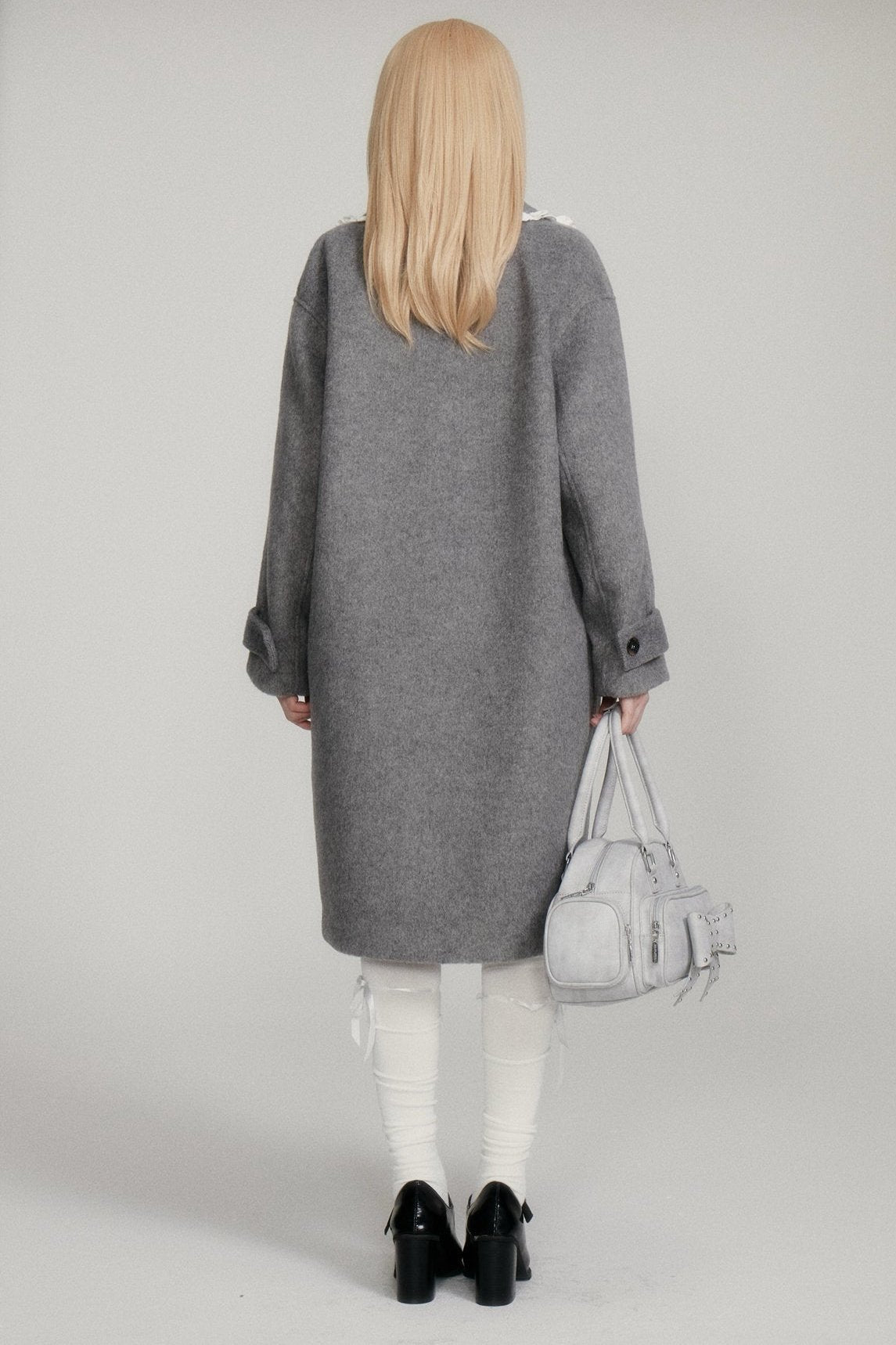 Temperament Gray Dropped Shoulder Coat