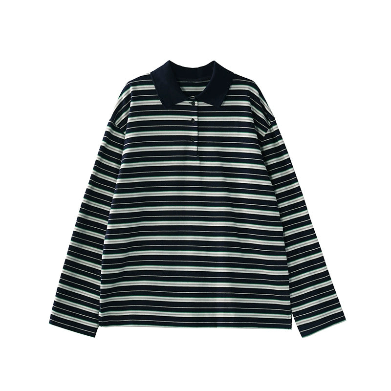 Chemise polo en coton rayé vintage