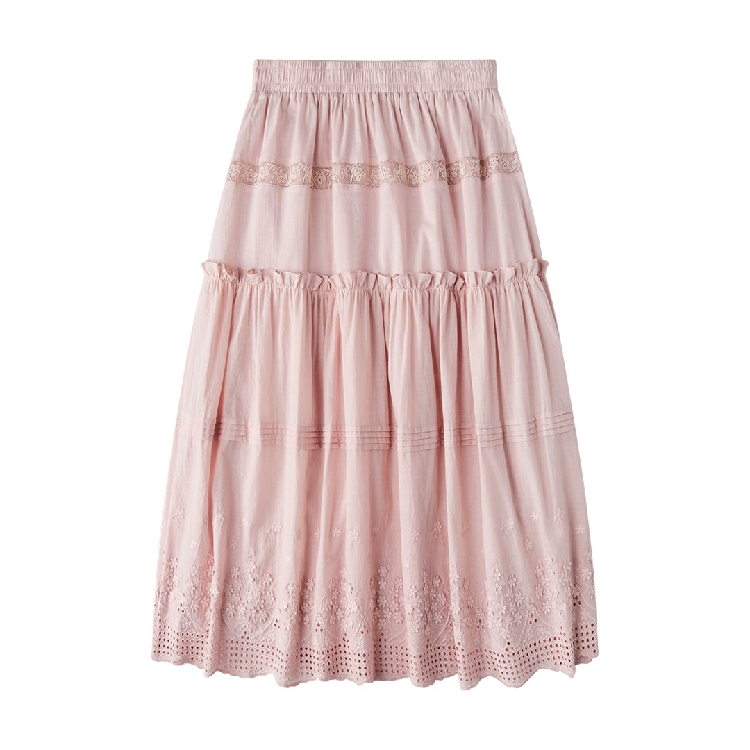 Elasticated Waist Lace Maxi Skirt Set-Up