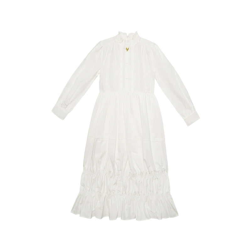 Curry French Retro Fungus Edge Dress