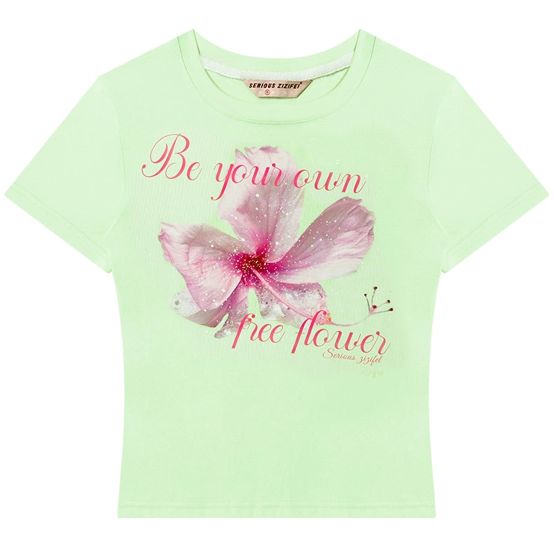 Slim Floral Print Round Neck T-Shirt