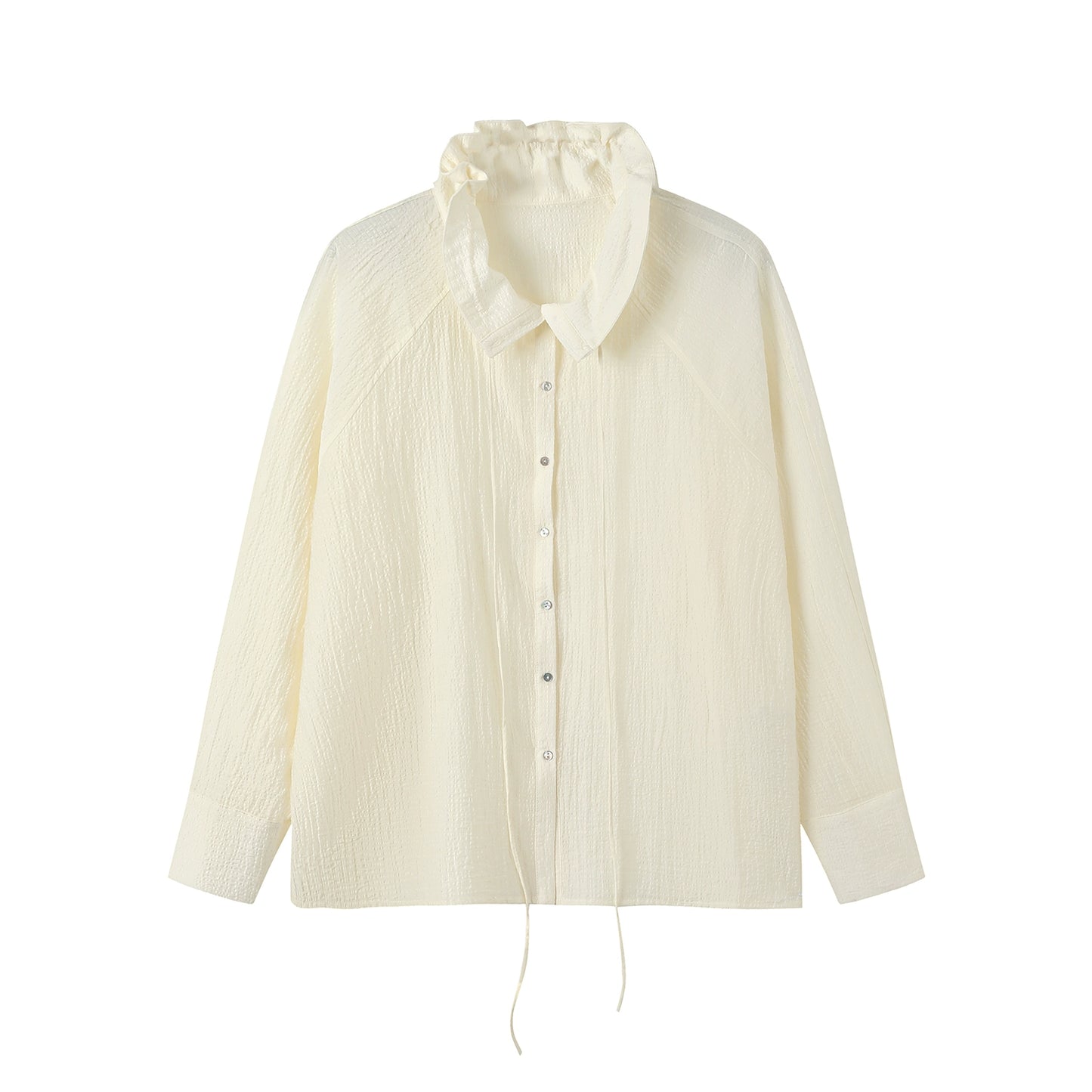 Fungus Edge Collar Drawstring Lace-up Shirt