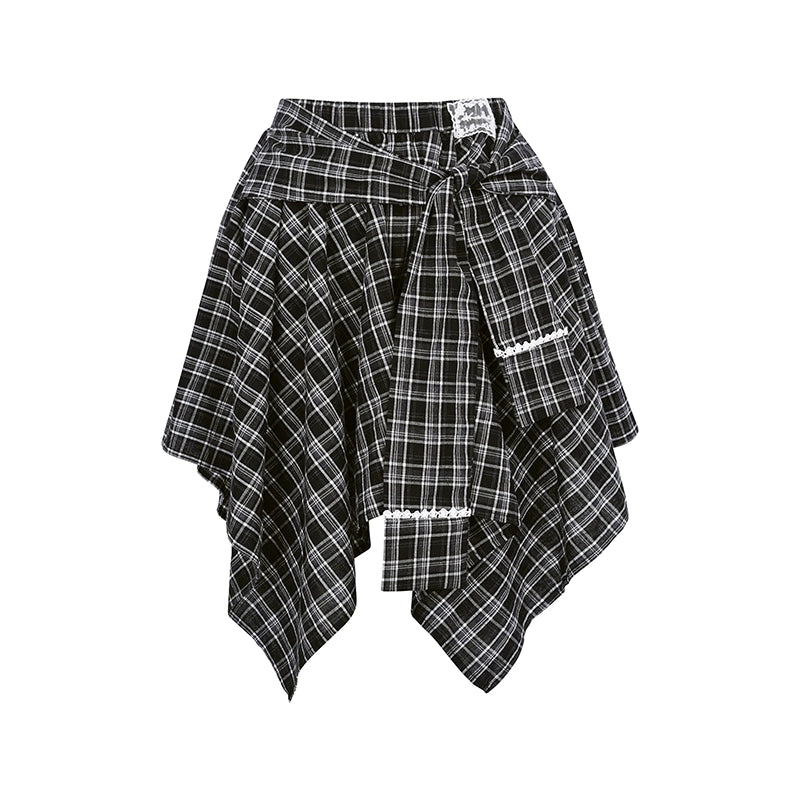 Asymmetrical Checkered Top- Skirt