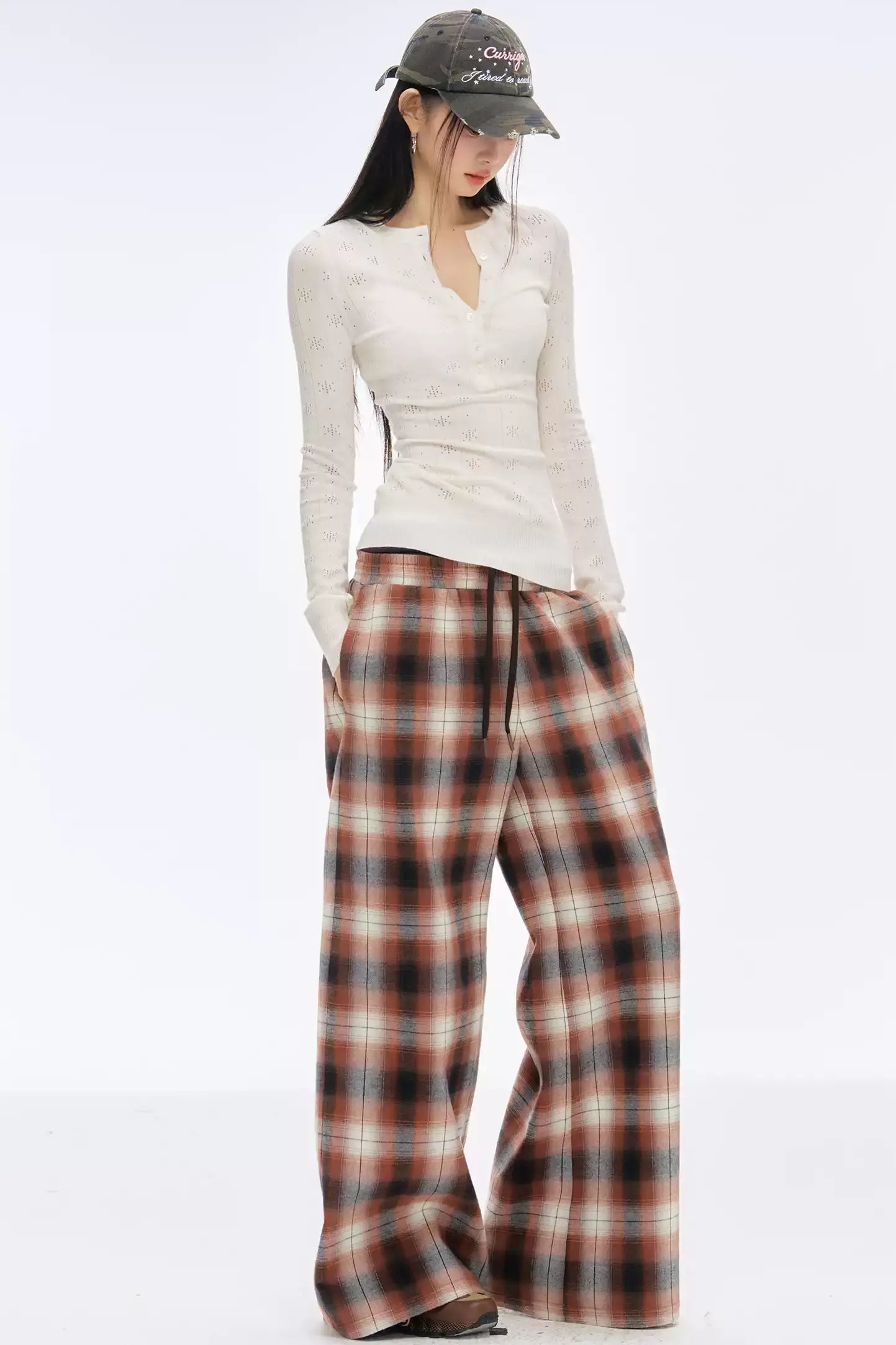 레트로 스타일 니트 헨리 탑