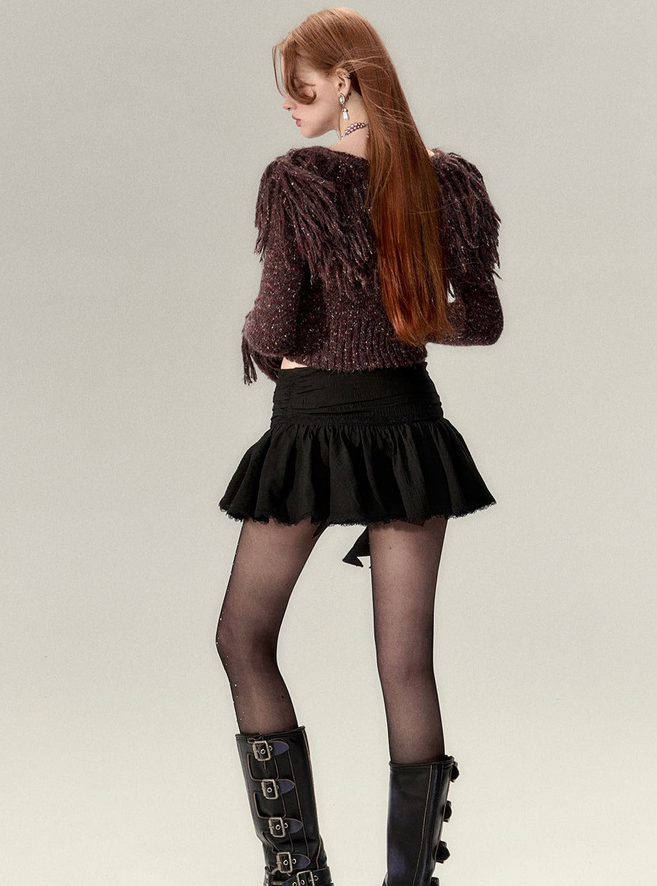 술 화려한 니트 가디건 탑