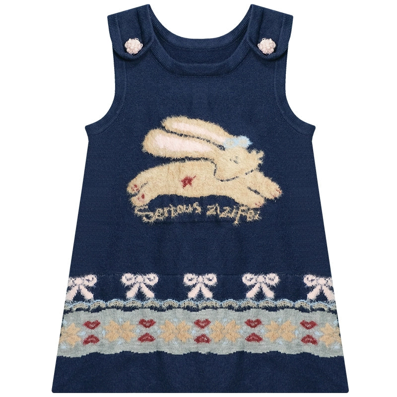 Fair Isle Plush Navy Vest Dress