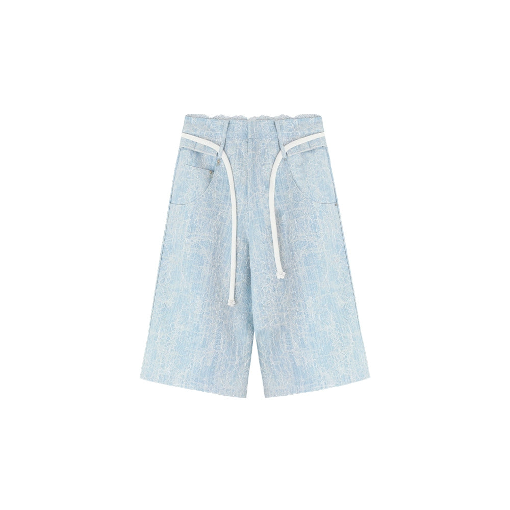 Summer Lace High-Waist Wide-Leg Pants