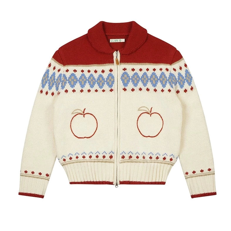 APPLE CARDIGAN VINTAGE KNIT SWEATER