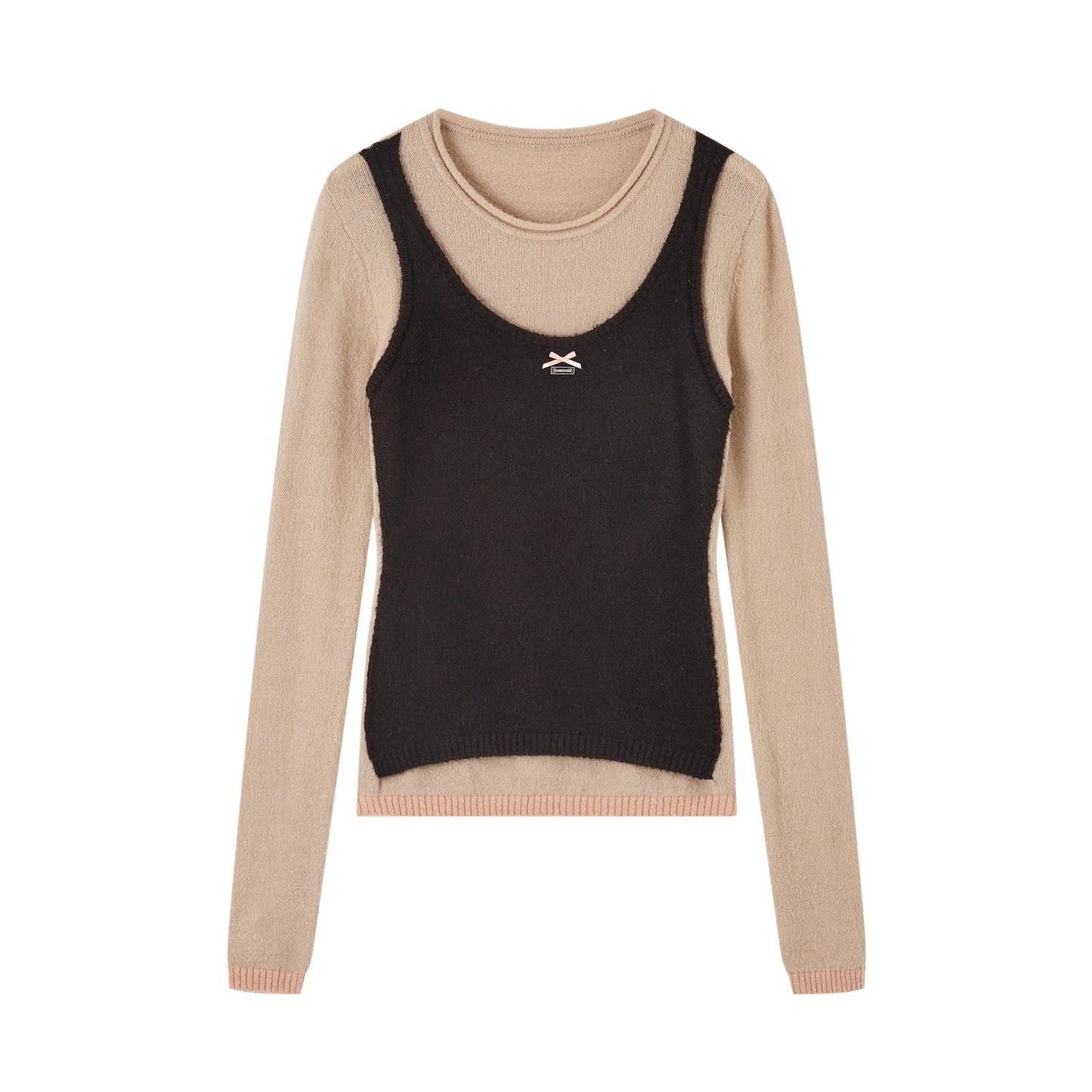 Contrasting Color Layered Sweater