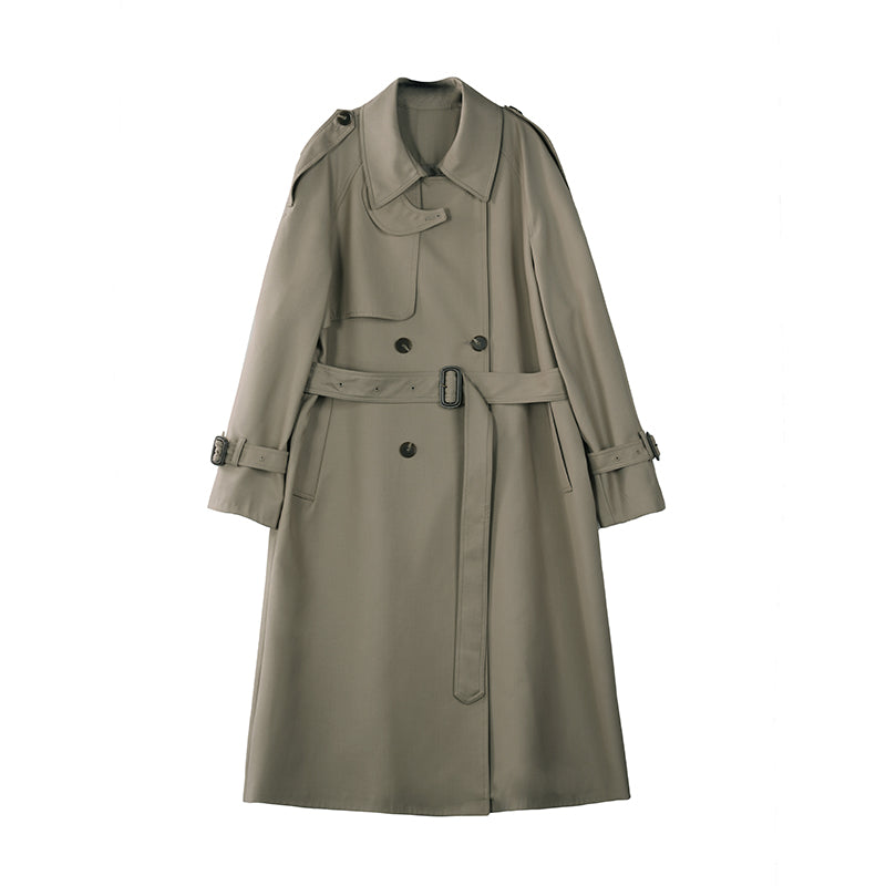 Khaki Draped Trench Coat