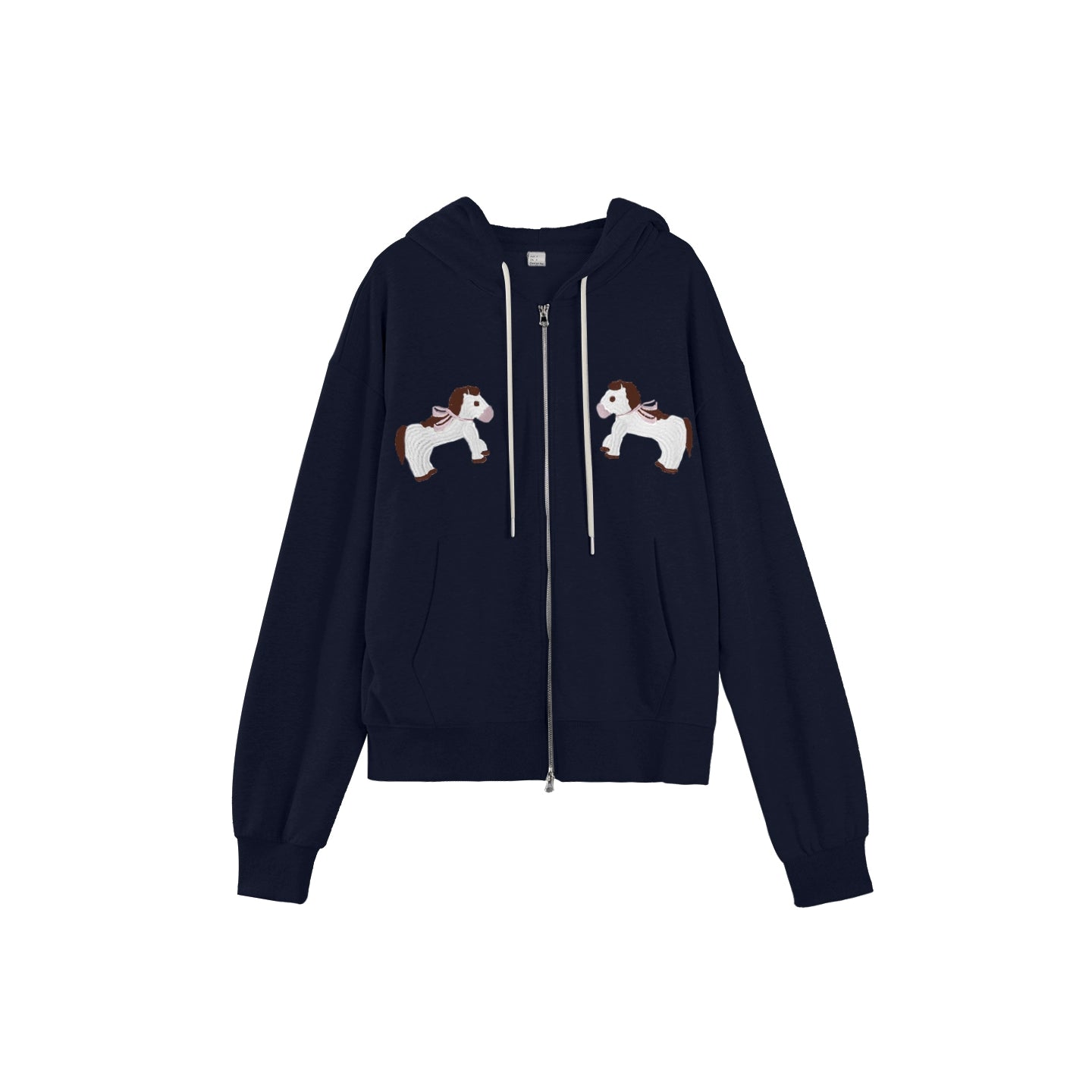 Gray Embroidered Hooded Sweatshirt Coat