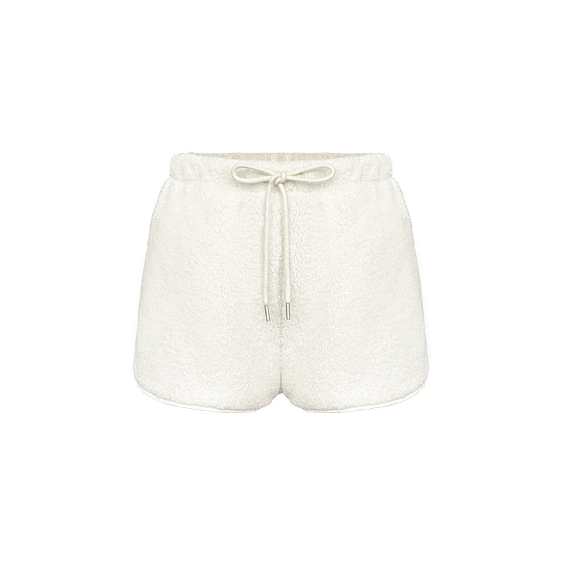White Fur Elasticated Waist Shorts