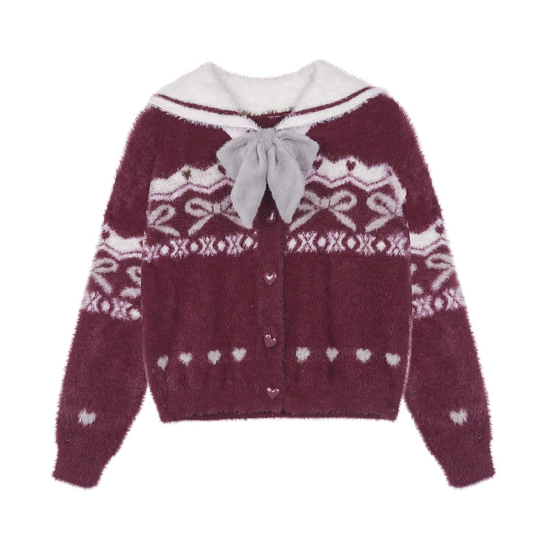 모조 밍크 페어 아일 셀러 칼라 재킷