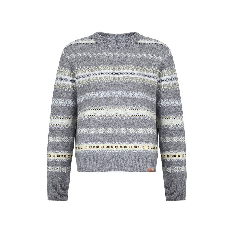 Color-Blocked Fair Isle Wool Sweater