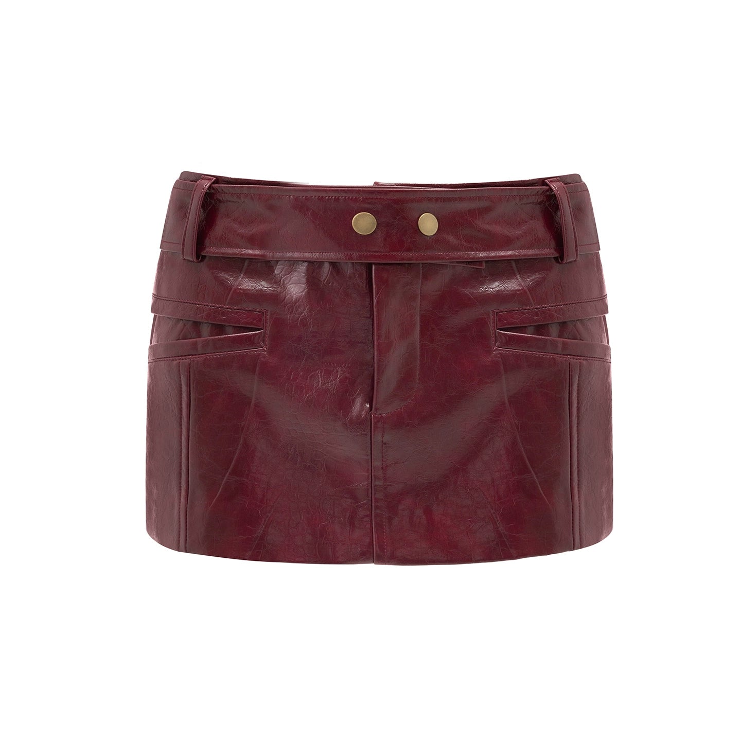 Crocodile Pattern Leather Mini Skirt