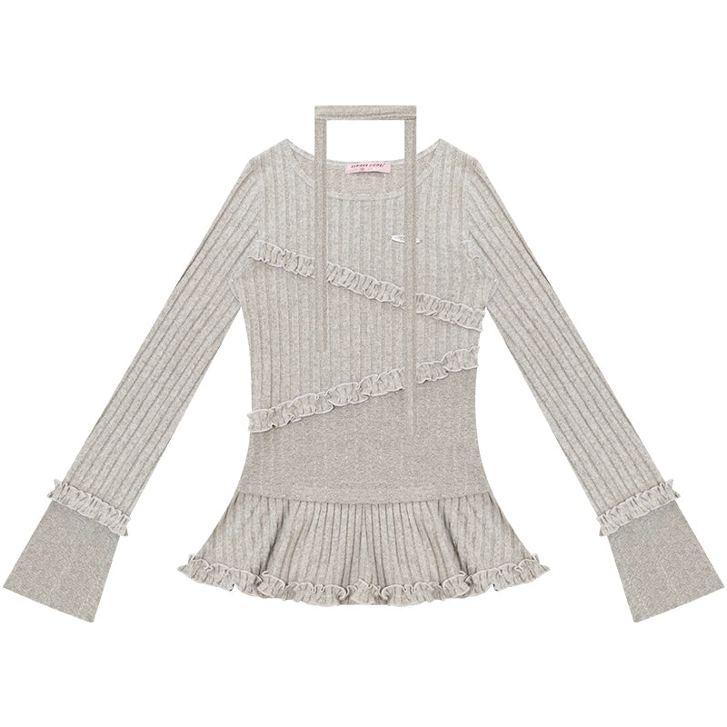 Retro Ruffled Knit Top