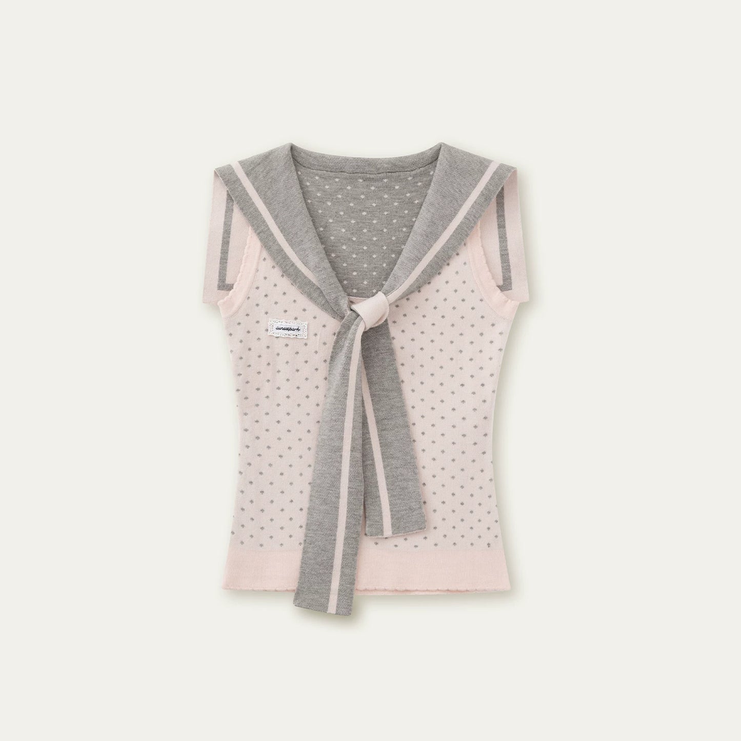 Navy Polka Dot Knit Top