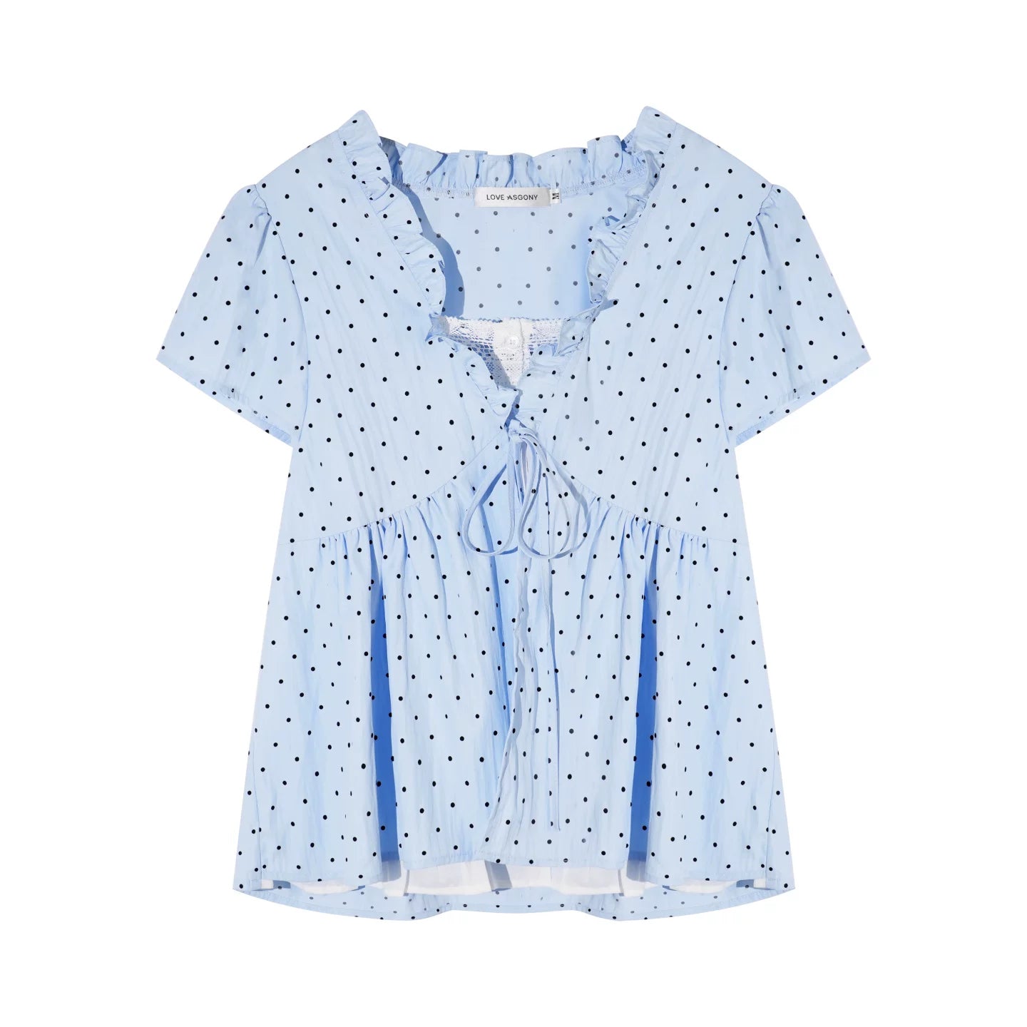 Ruffled Polka Dot Babydoll Top