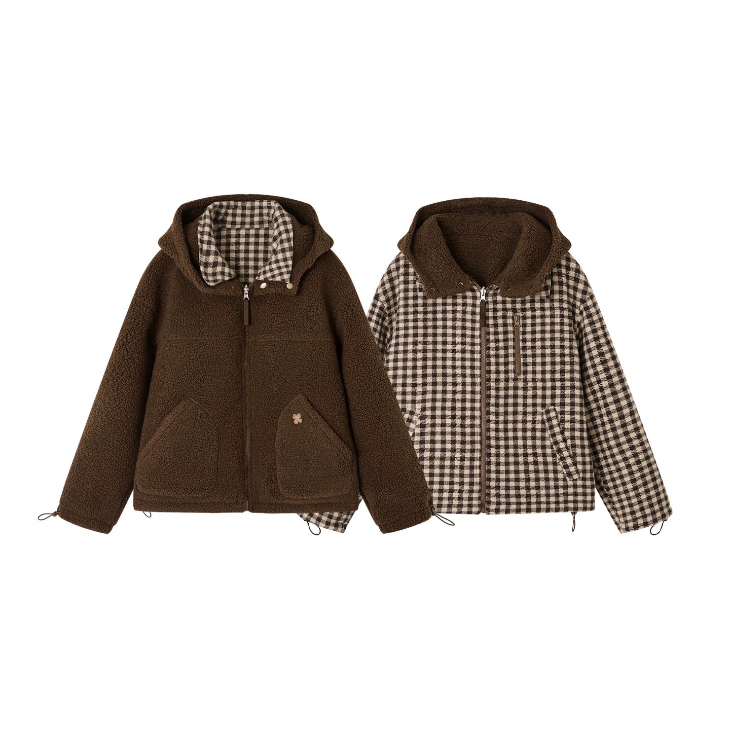 Reversible Plaid Patchwork Fleece Jacket