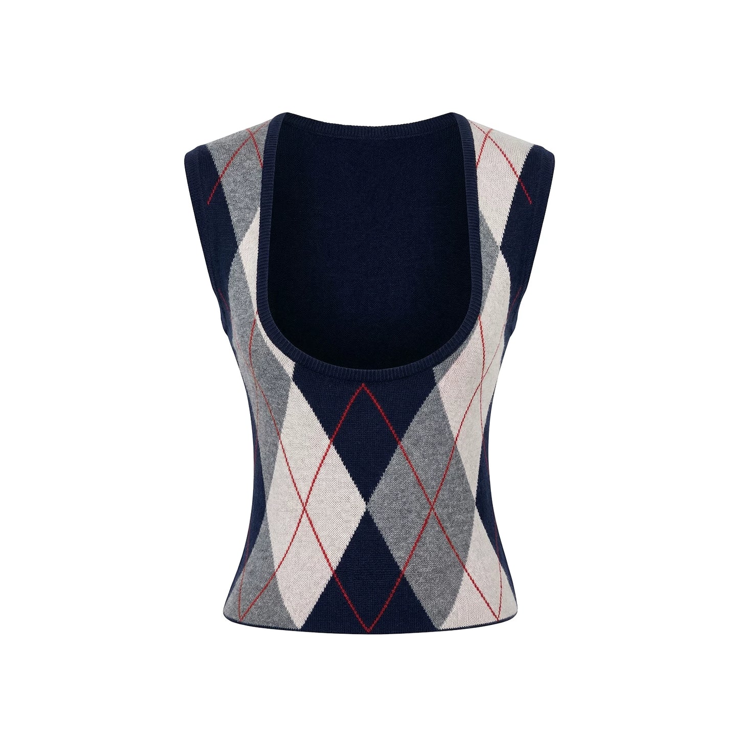 Light Blue Plaid Retro Vest Set-Up