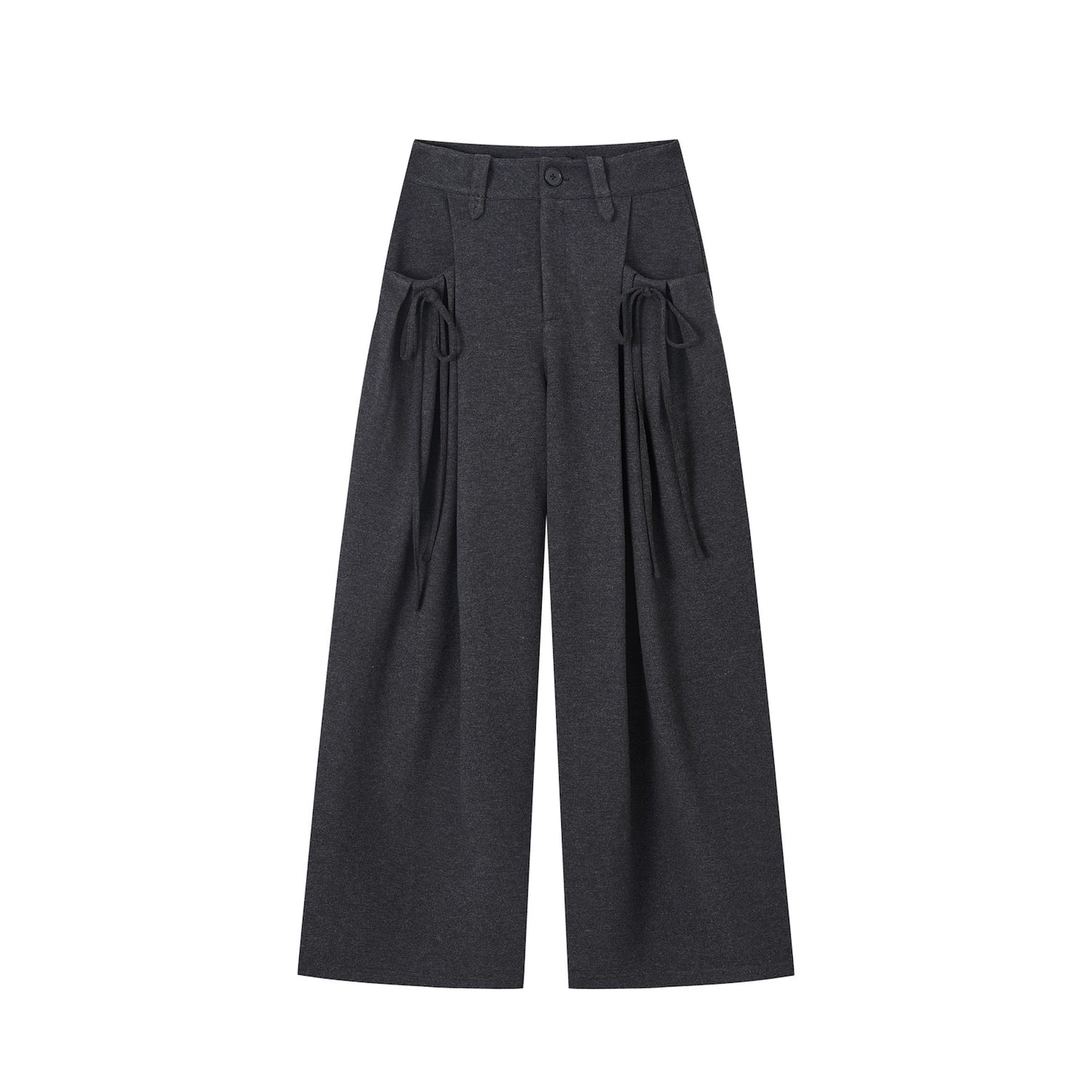 Pleated Bow Woolen Pants