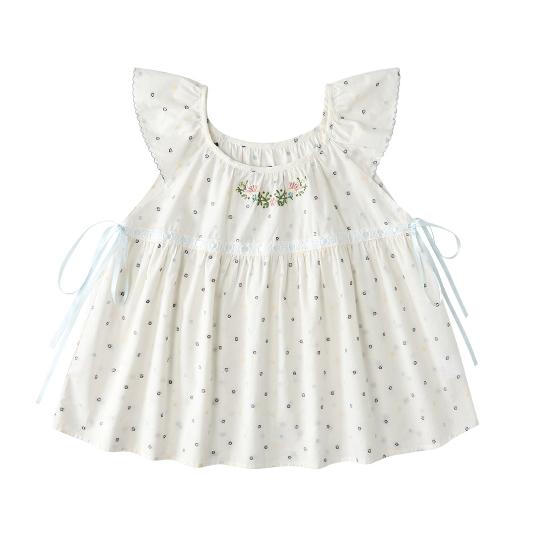 Butterfly Flower Short Sleeve Top With Skirt Set-Up