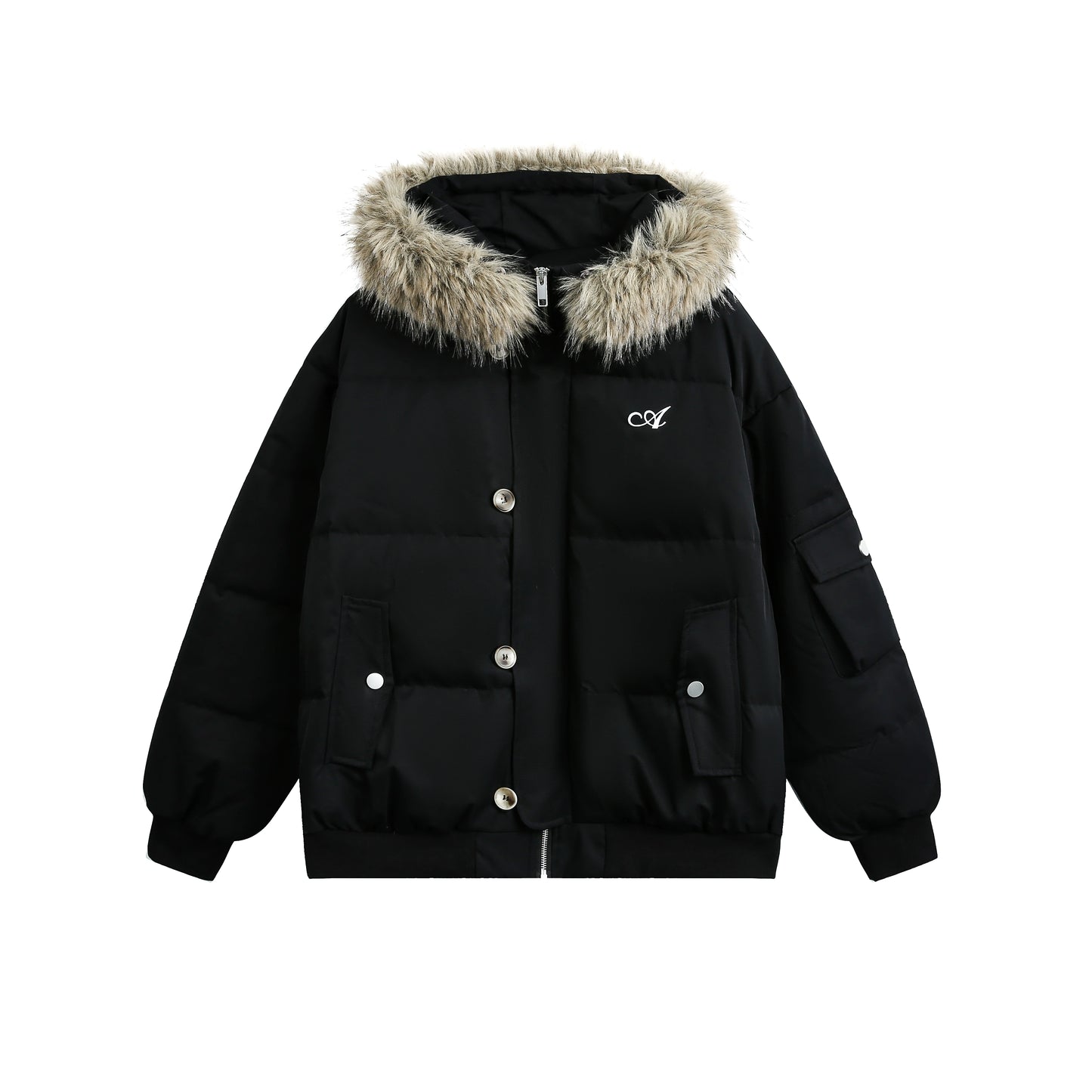Large Fur Collar Hooded Jacket