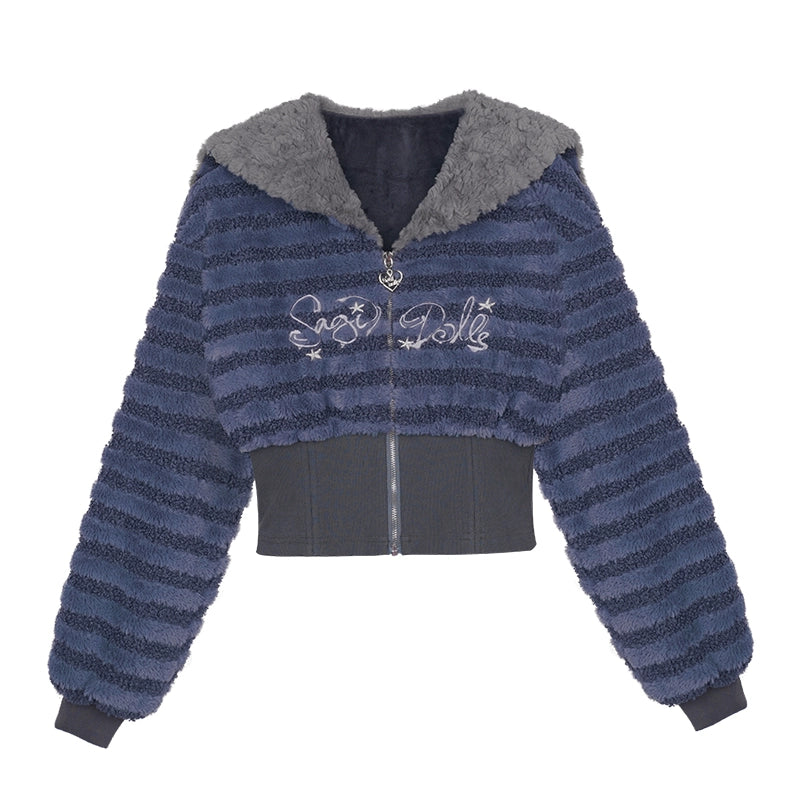 Plush Padded Sailor Collar Coat
