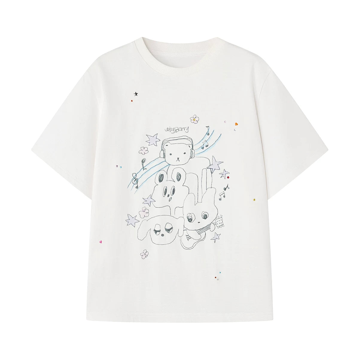 Strawberry Musician Printed T-Shirt