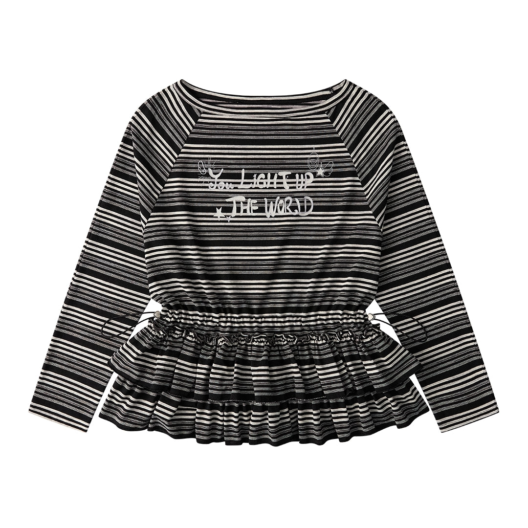 Chic One-Shoulder Striped Lace Top