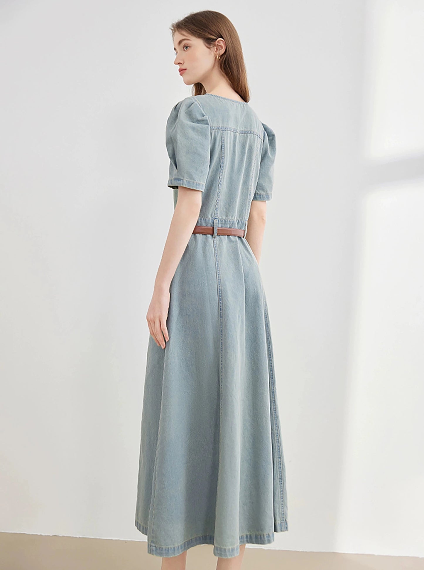 Temperament Waist Puff Sleeve Dress