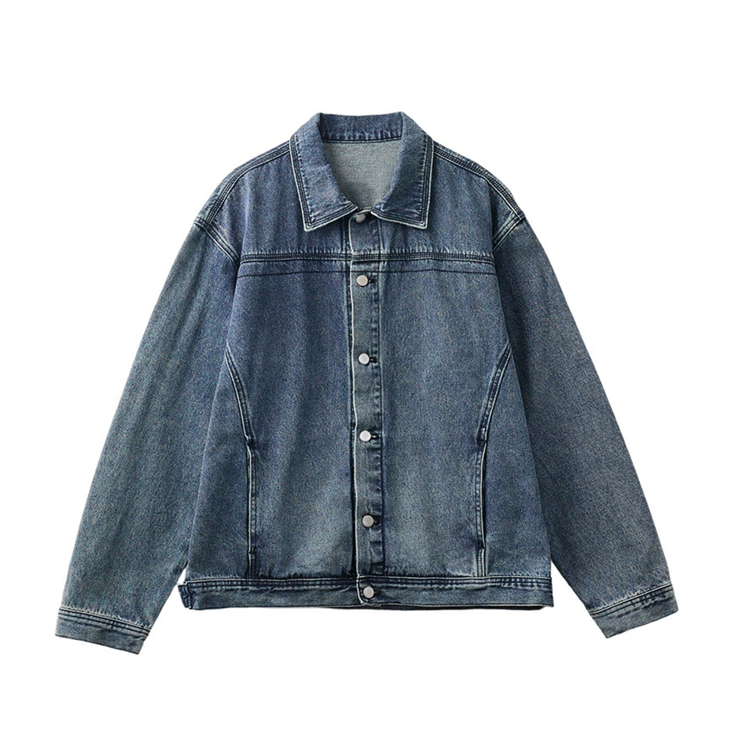 Vintage Distressed Silhouette Denim Jacket