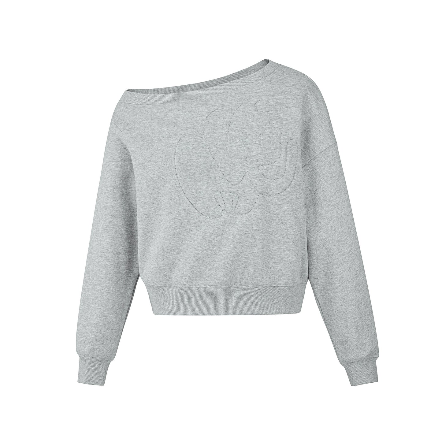 Slanted Shoulder Crew Neck Top