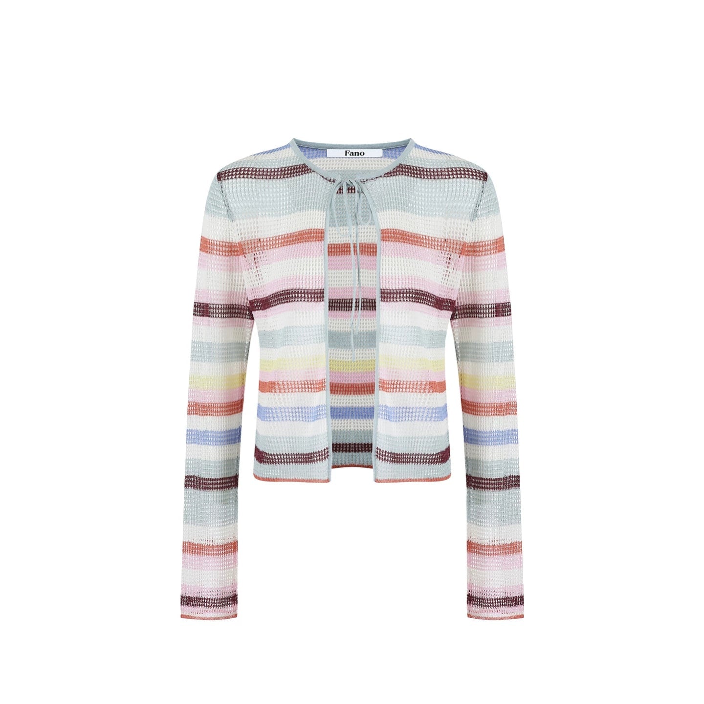 Color-Blocked Striped Knit Cardigan