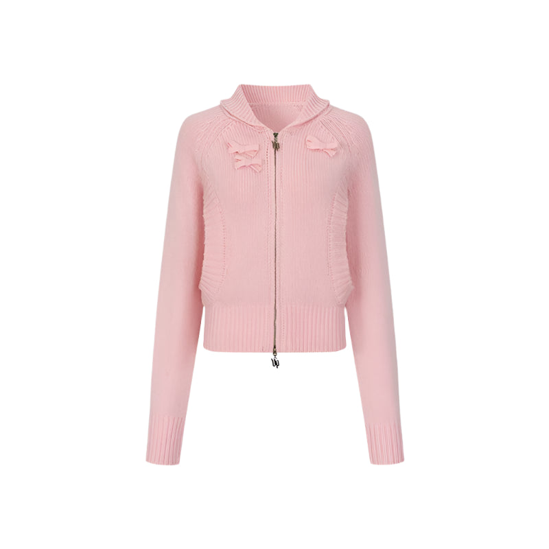 Three-Dimensional Ribbon Pocket Cardigan