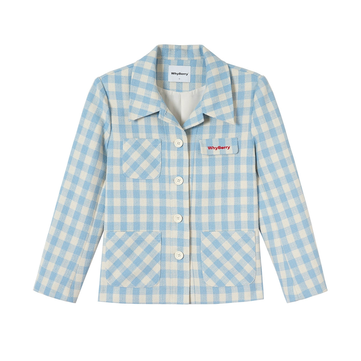 파란색과 흰색 줄무늬 짧은 재킷