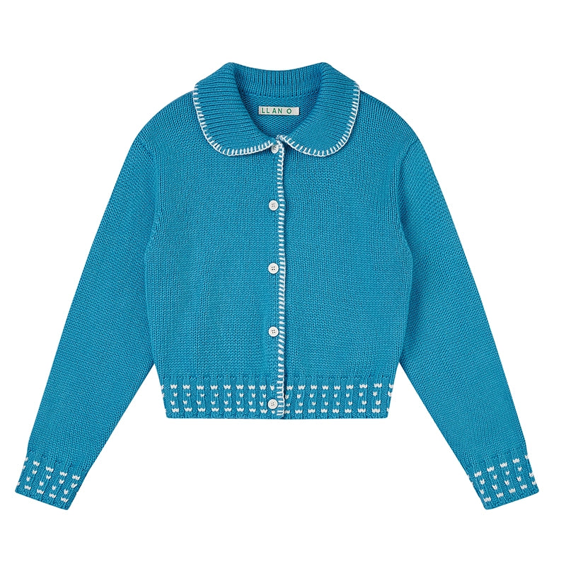 라펠 수제 대조 에지 가디건