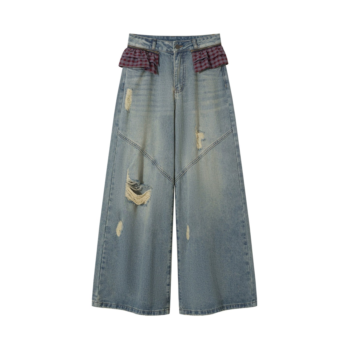 Retro Black Ripped Denim Pants