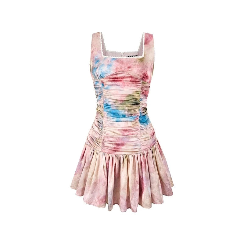 Smudged Color Patchwork Dress