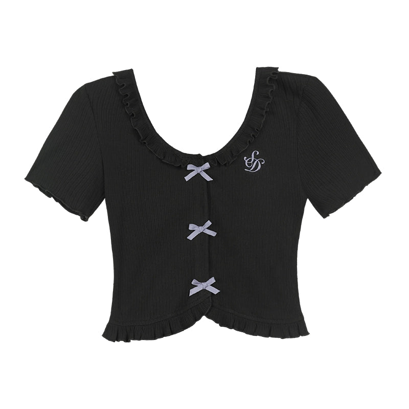 Vielseitiges verkürztes Cardigan-T-Shirt