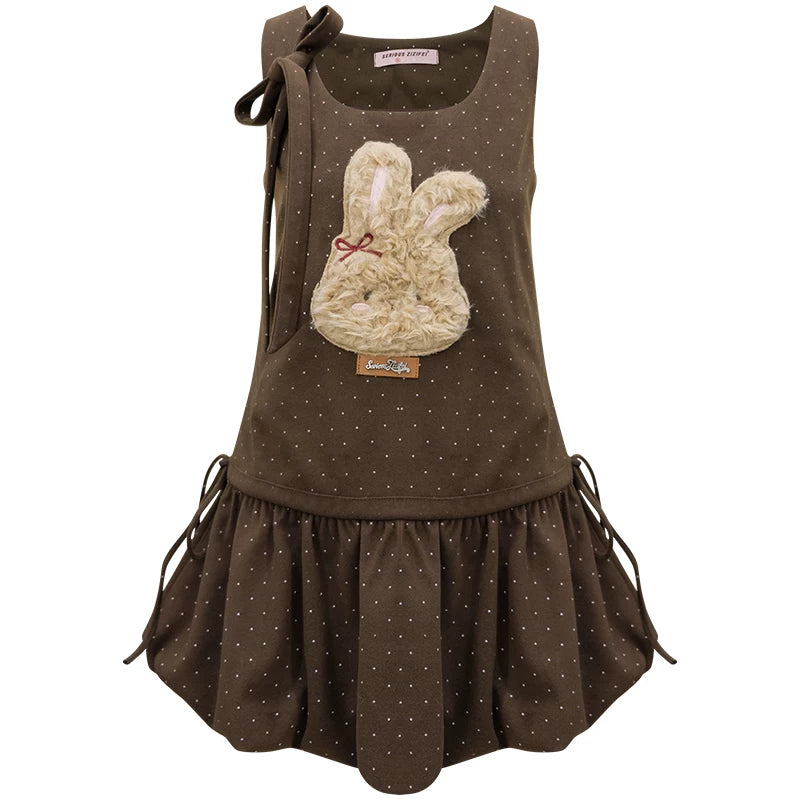 Caramel Polka Dot Vest Dress