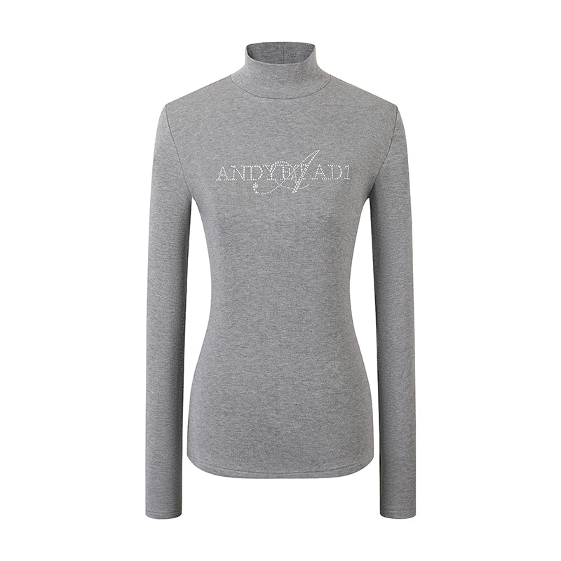 자수 반하이넥 긴팔 탑