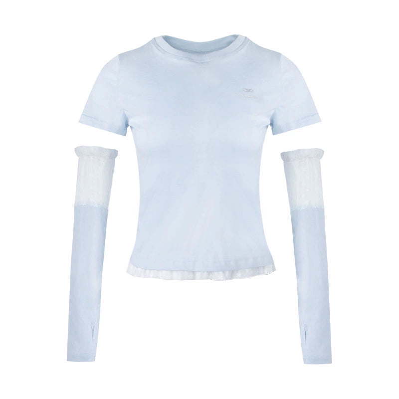 Nap Lace Stitched Short Sleeve T-Shirt Set