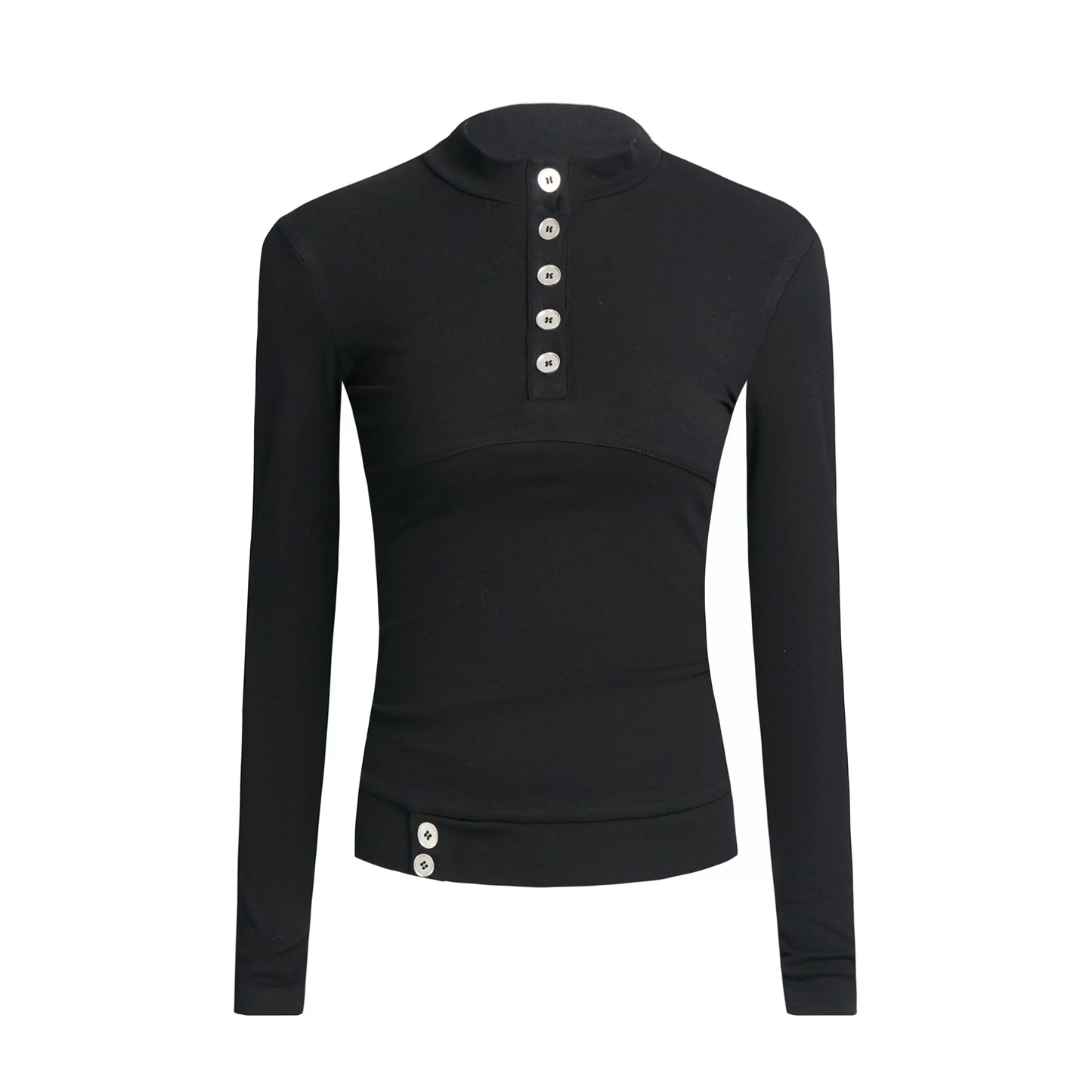 Minimalist Stand-Up Collar Blouse