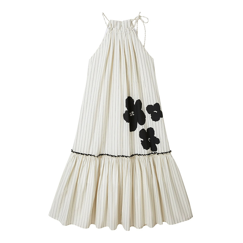 Stripe Hot Silver Print Resort Dress