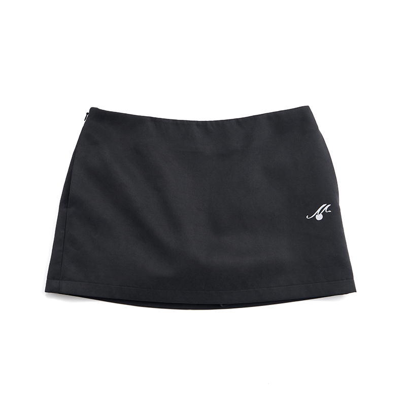 Gonna a trapezio con ciliegie flock